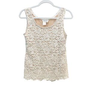 Vintage Coldwater Creek Ivory Cream Lace Top Sleeveless Tank Women's US Large